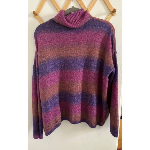 Rain and Rose Vintage Sweater Women's XL Hippie Turtleneck Purple Wool Blend - Picture 7 of 7